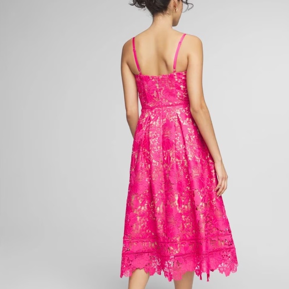 WHBM Sleeveless Lace Fit & Flare Midi Dress - Picture 4 of 4